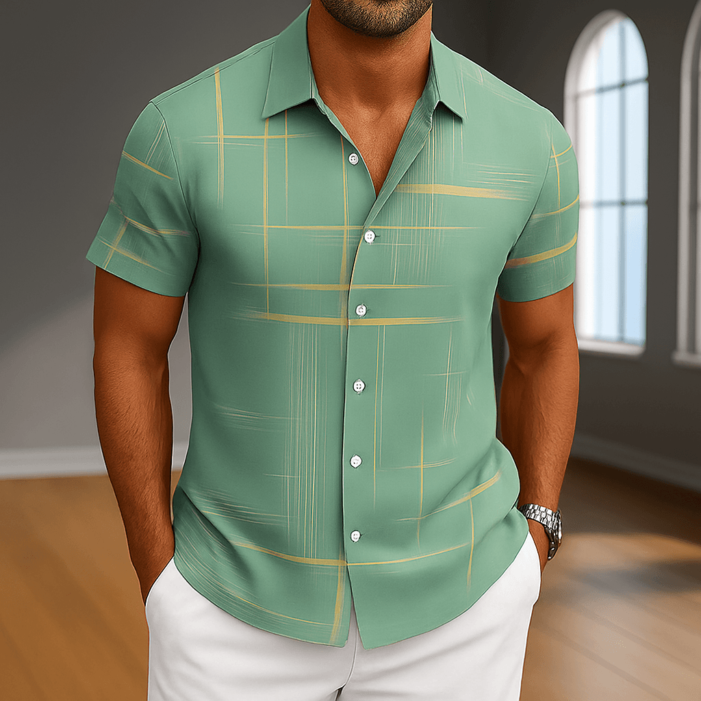 Ava Women's Shirt | Soft Silk Blend, Modern Grid Pattern 4
