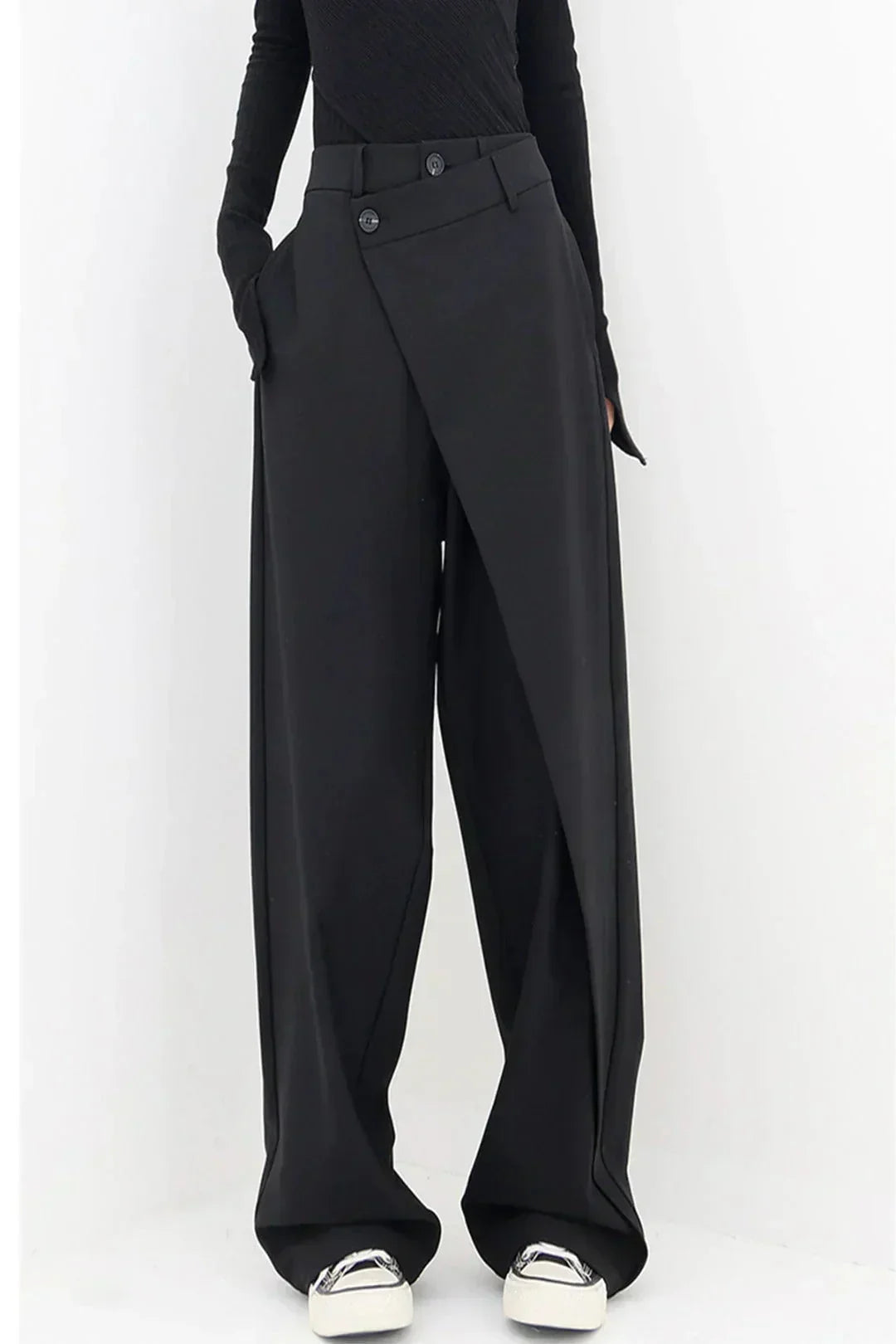 Women's Black Wide-Leg Pants – High-Waisted Tailored Trousers