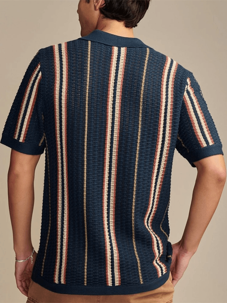 Caden Men's Shirt | Lightweight Premium Viscose, Retro Stripe Design 5