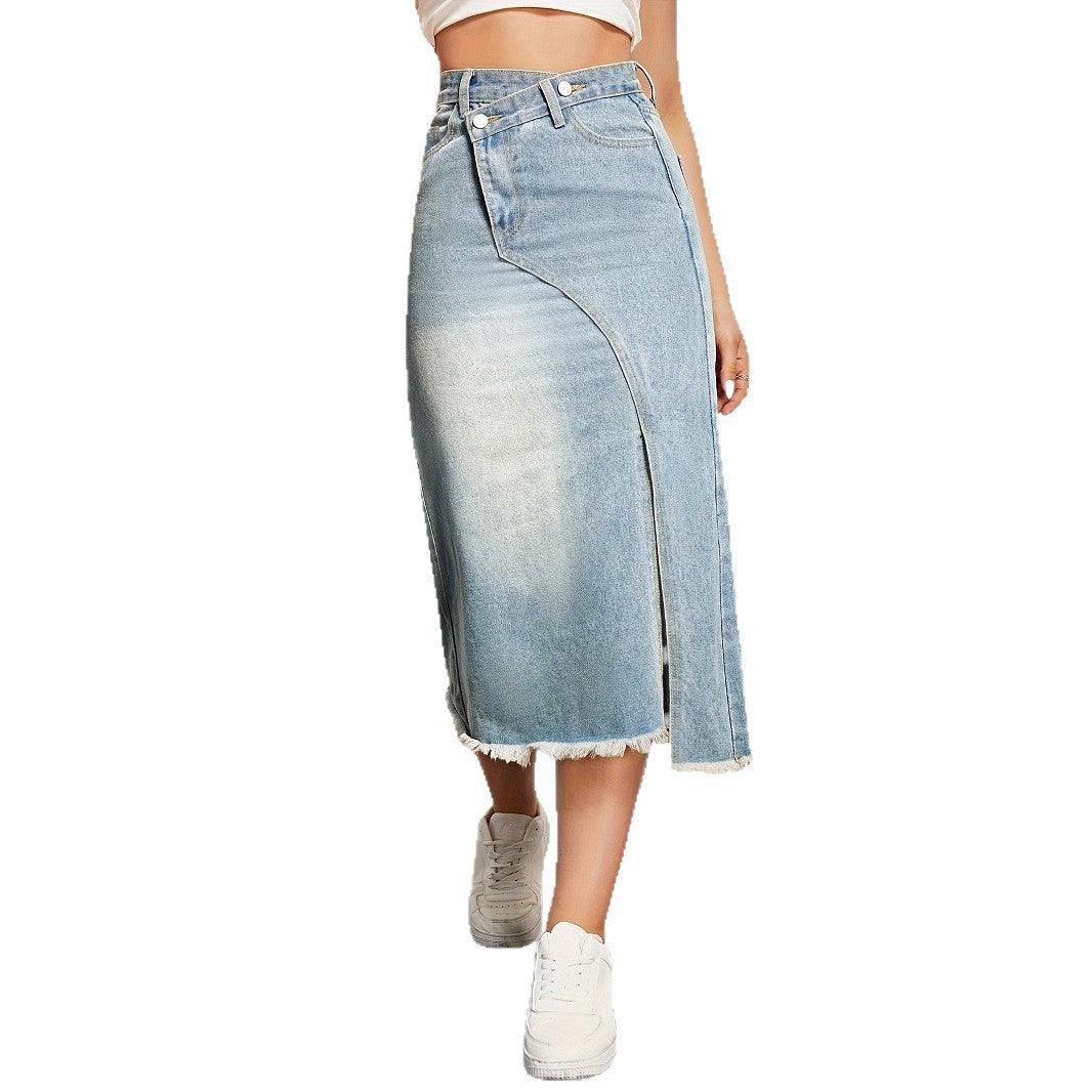 Hera Women's Denim Midi Skirt | High-Quality, Asymmetrical Cut 5