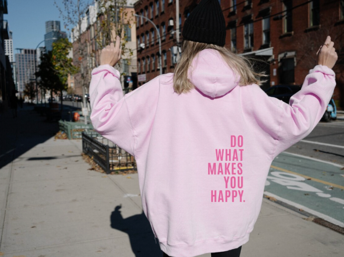 Hættetrøje Dame – Lyserød Casual Hoodie med Bogstavprint