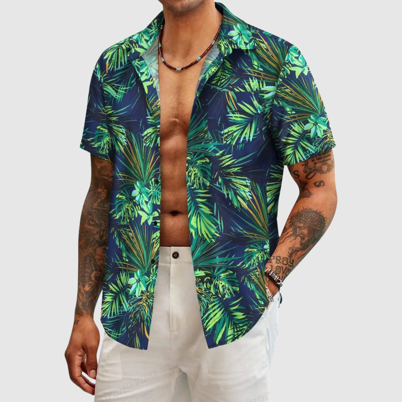 Ravi Men's Hawaiian Shirt | Tropical Floral Print, Relaxed Fit 4