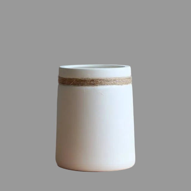 White Ceramic Vase | Modern Japanese Style Tabletop Decor