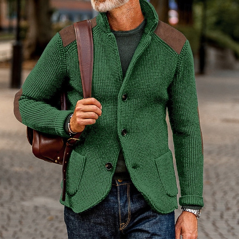 Men's Textured Knit Open-Front Cardigan | Classic Cosy Casual Everyday Cardigan | Smart Casual Everyday Autumn Winter Knitwear