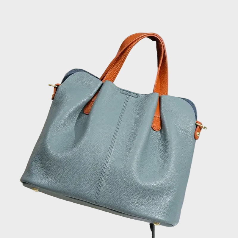 Damen-Hobo-Tasche aus echtem Leder mit Tragegriff | Graues genarbtes Leder, lässige Alltagsschultertasche | Smart-Casual-Tasche für den Alltag und zum Ausgehen