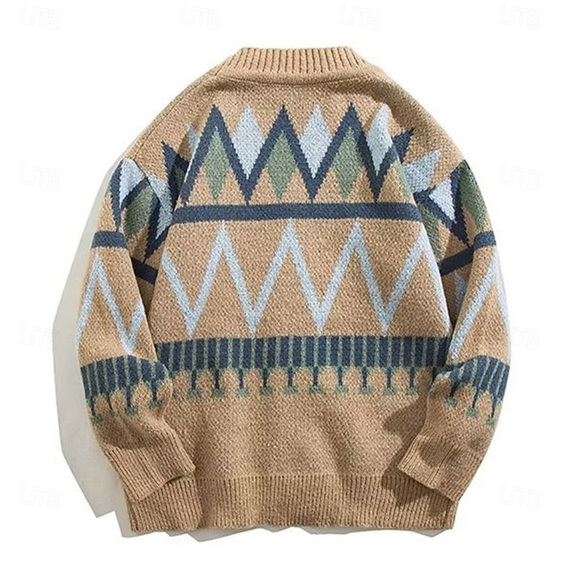 Men's Patterned Button-Up Knit Cardigan | Classic Pattern Casual Everyday Cosy Cardigan | Smart Casual Everyday Autumn Winter Knitwear