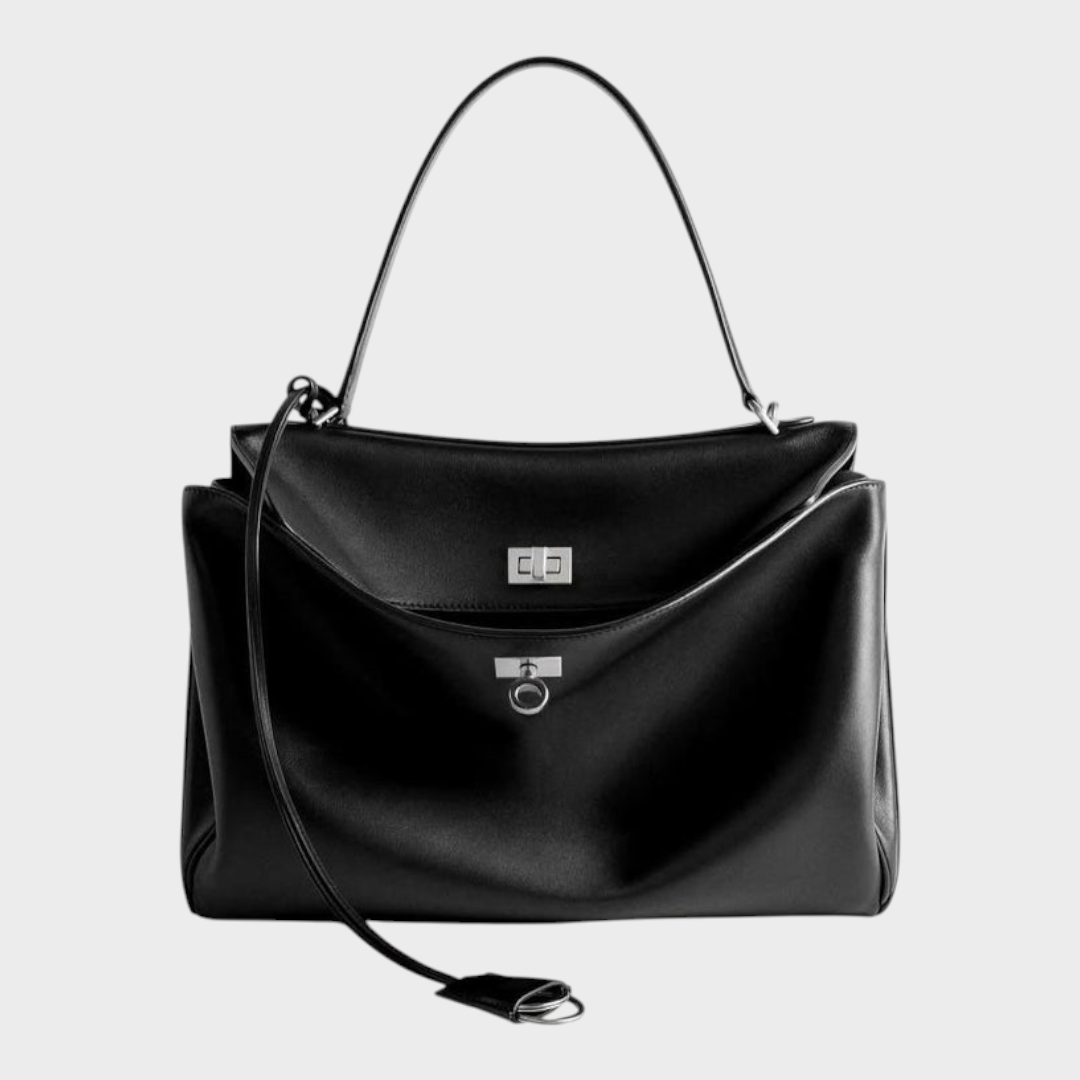 Ledertasche für Damen mit Tragegriff | Strukturierte bordeauxrote Umhängetasche mit Drehverschluss | Elegant-lässige Alltagstasche zum Ausgehen