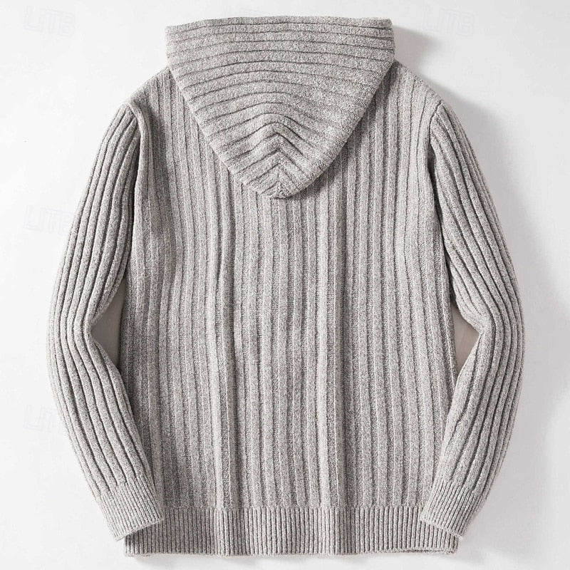 Men's Cable-Knit Hooded Button Cardigan | Classic Cosy Casual Everyday Hooded Cardigan | Smart Casual Everyday Autumn Winter Knitwear