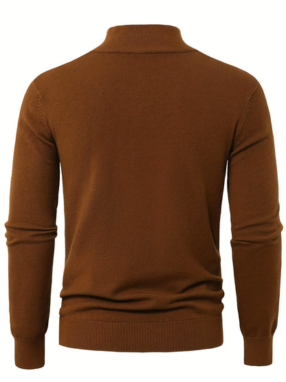 Men's Refined High-Neck Knit Sweater | Classic Cosy Casual Everyday Pullover | Smart Casual Everyday Autumn Winter Knitwear