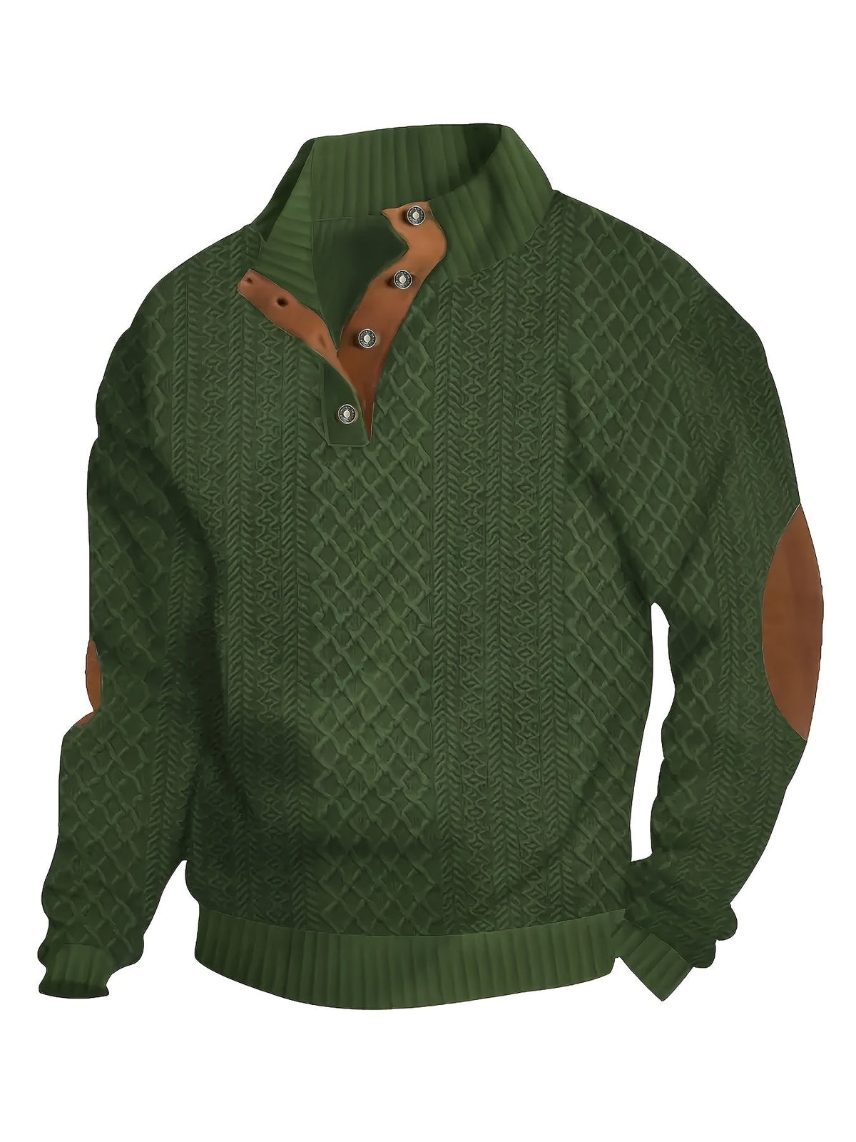 Men's Stand-Collar Button Henley Knit Sweater | Classic Casual Everyday Cosy Pullover | Smart Casual Everyday Autumn Winter Knitwear