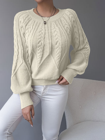 Women's Cable-Knit Textured Pullover Sweater | Classic Cosy Casual Everyday Jumper | Smart Casual Everyday Autumn Winter Knitwear