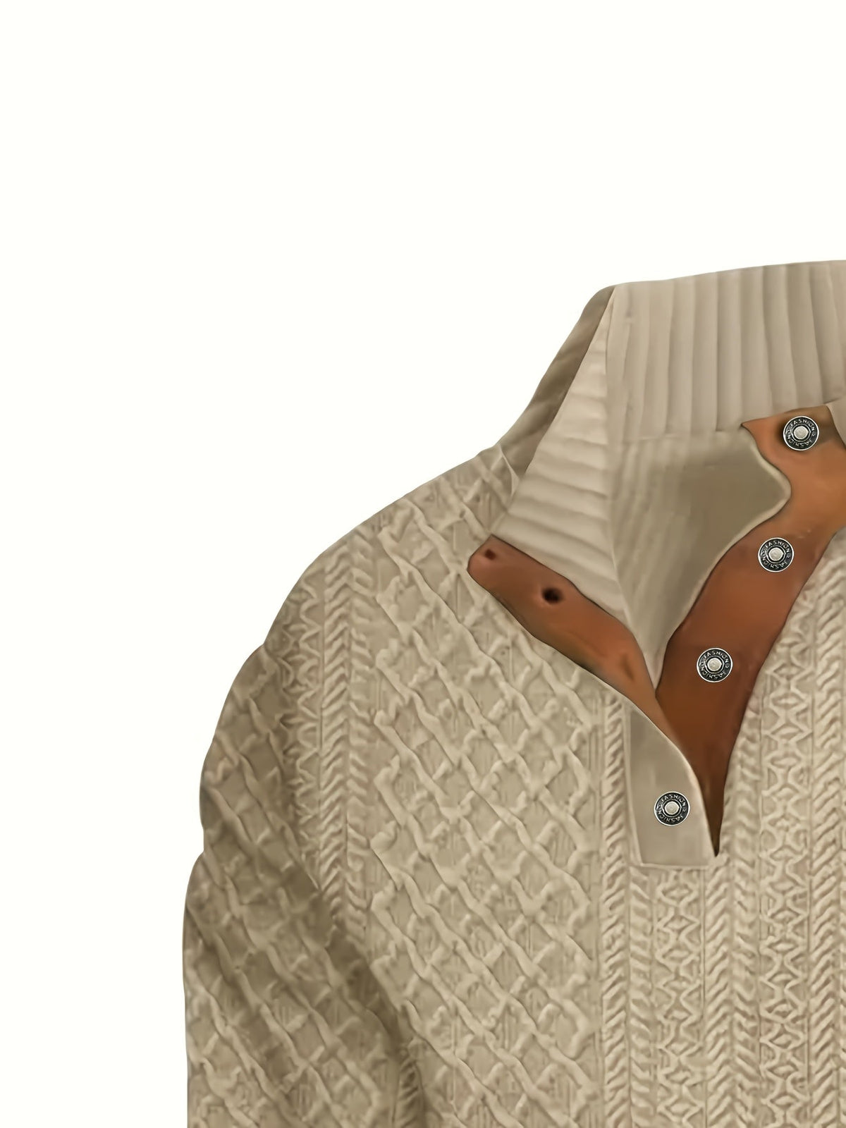 Men's Stand-Collar Button Henley Knit Sweater | Classic Casual Everyday Cosy Pullover | Smart Casual Everyday Autumn Winter Knitwear