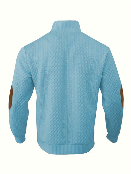 Men's Stand-Collar Button Henley Knit Sweater | Classic Casual Everyday Cosy Pullover | Smart Casual Everyday Autumn Winter Knitwear