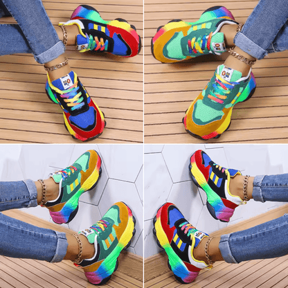 Women's Orthopedic Platform Sneakers | Lightweight Cushioned Women's Trainers | Women's Comfort Lace-Up Sneakers