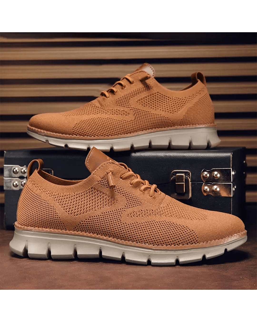 Herren-Sneaker aus Strickmesh mit Schnürung und hohem Tragekomfort | Leichte, atmungsaktive, lässige Trainingsschuhe für jeden Tag | Bequeme Freizeitschuhe zum Gehen für jeden Tag