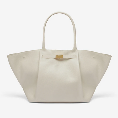Women's Structured Leather Wide-Body Tote Bag | Black Classic Casual Everyday Top-Handle Bag | Smart Casual Everyday Going Out Bag