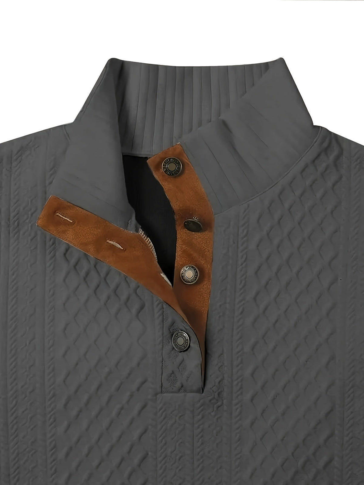 Men's Stand-Collar Button Henley Knit Sweater | Classic Casual Everyday Cosy Pullover | Smart Casual Everyday Autumn Winter Knitwear
