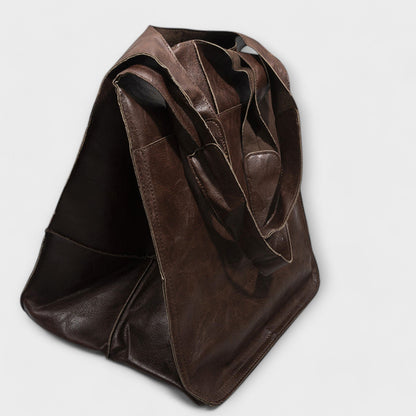 Damen-Shopper aus Leder in Übergröße für Wochenendreisen | Große dunkelbraune lässige Alltagstasche für Reisen | Lässige Schultertasche für Reisen und Urlaub