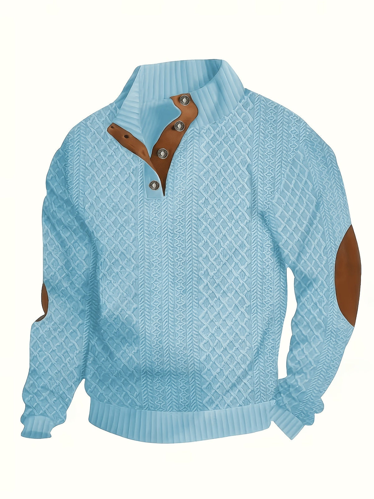 Men's Stand-Collar Button Henley Knit Sweater | Classic Casual Everyday Cosy Pullover | Smart Casual Everyday Autumn Winter Knitwear