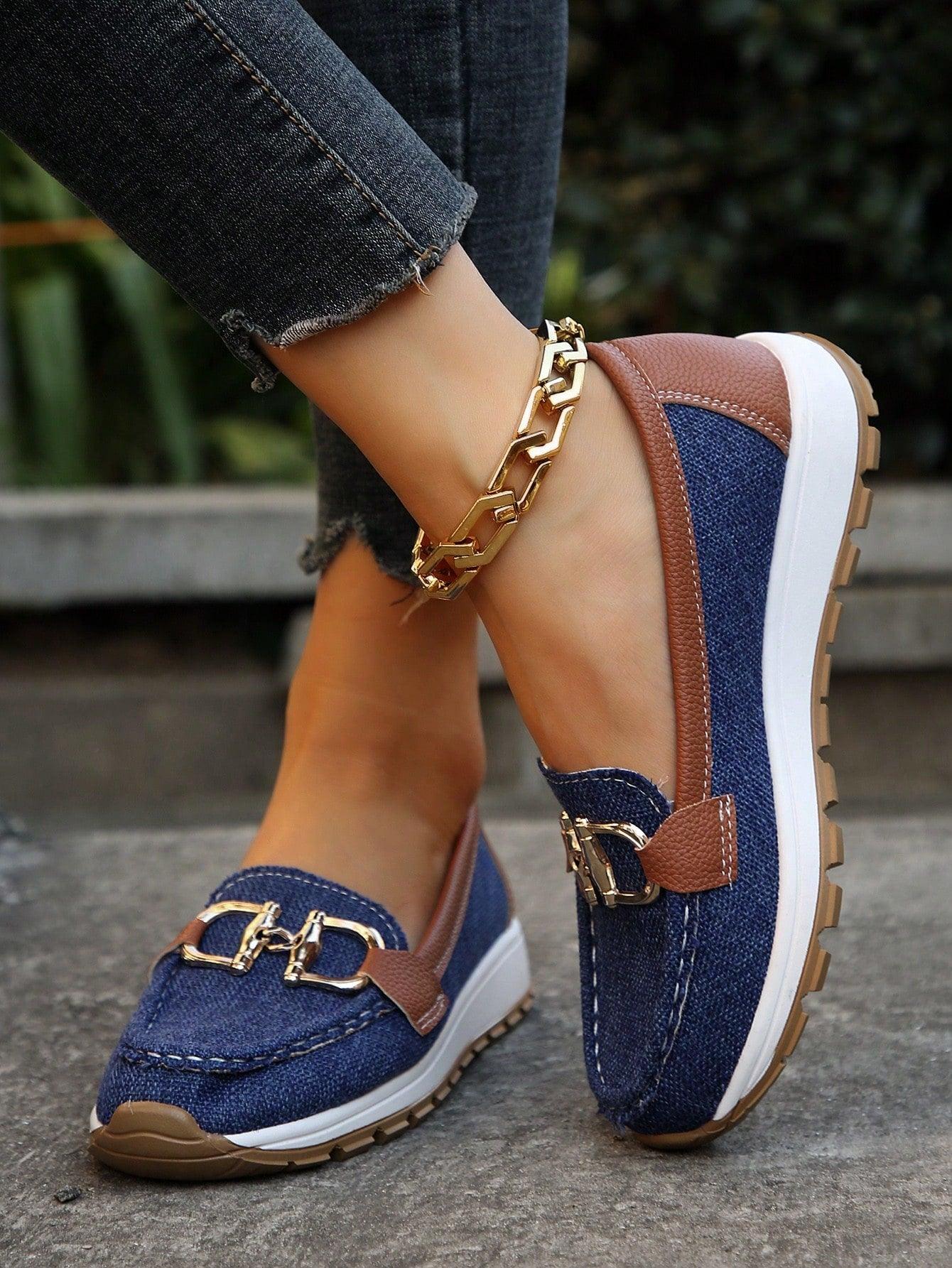 Jessica | Women’s Classic Slip-On Loafers with Chain Buckle