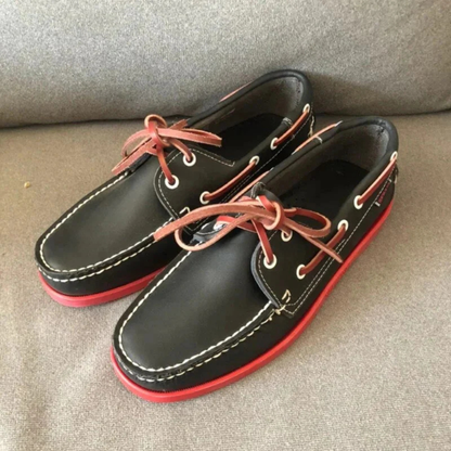 Herren-Zweifarbige Bootsschuhe aus Leder | Klassische marineblaue und beigebraune lässig-elegante Alltagsslipper | Lässig-elegante Sommerschuhe für Urlaub und Alltag