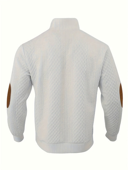 Men's Stand-Collar Button Henley Knit Sweater | Classic Casual Everyday Cosy Pullover | Smart Casual Everyday Autumn Winter Knitwear