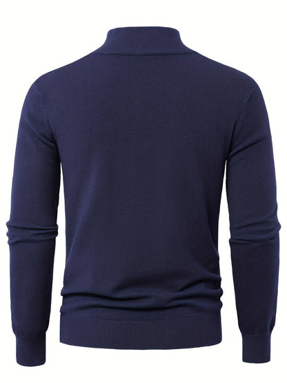 Men's Refined High-Neck Knit Sweater | Classic Cosy Casual Everyday Pullover | Smart Casual Everyday Autumn Winter Knitwear