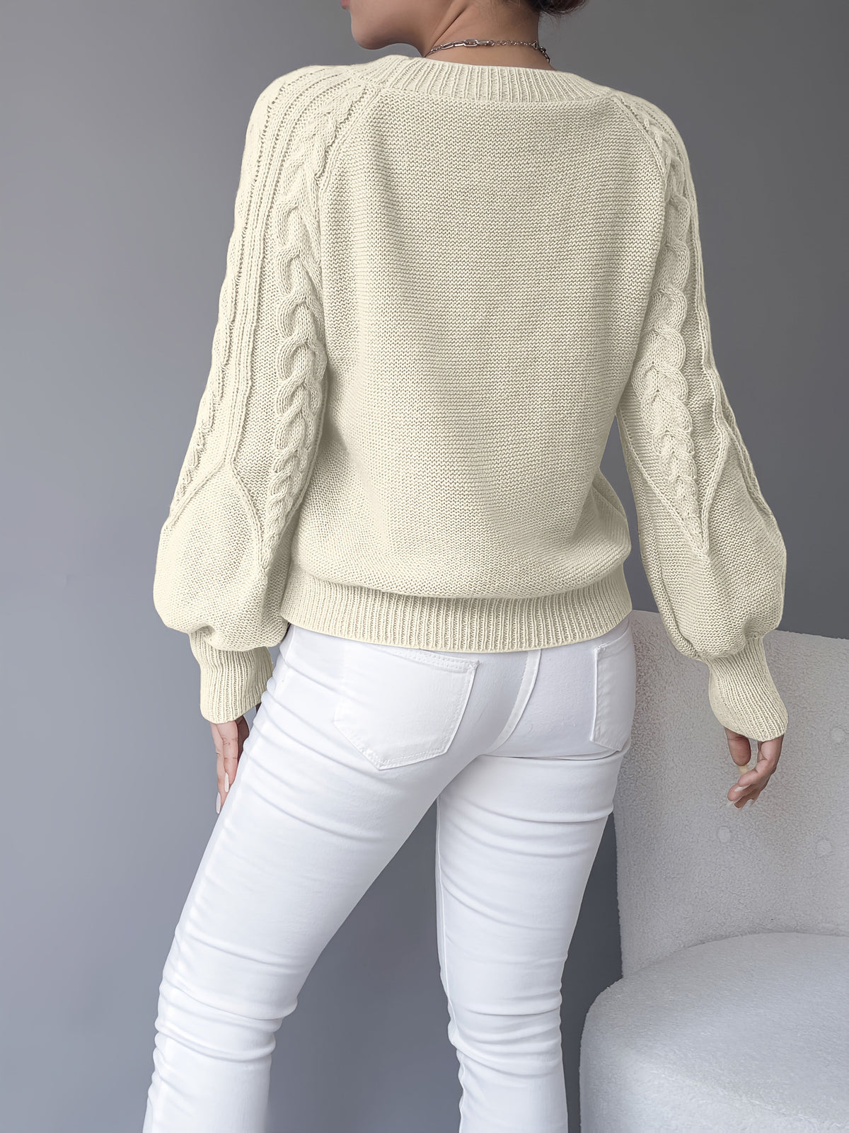 Women's Cable-Knit Textured Pullover Sweater | Classic Cosy Casual Everyday Jumper | Smart Casual Everyday Autumn Winter Knitwear