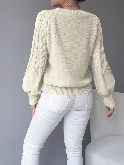 Women's Cable-Knit Textured Pullover Sweater | Classic Cosy Casual Everyday Jumper | Smart Casual Everyday Autumn Winter Knitwear