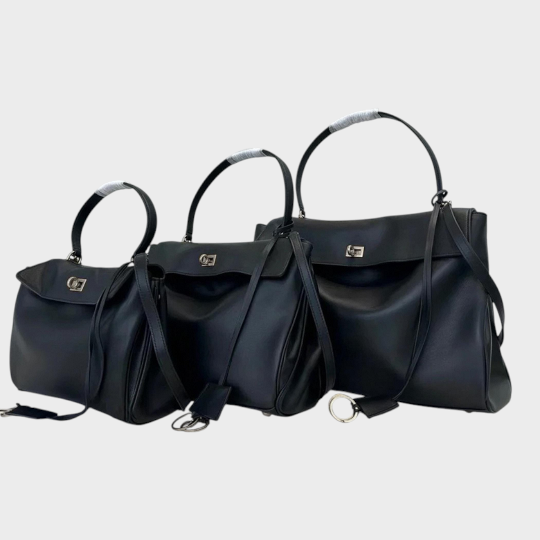 Ledertasche für Damen mit Tragegriff | Strukturierte bordeauxrote Umhängetasche mit Drehverschluss | Elegant-lässige Alltagstasche zum Ausgehen