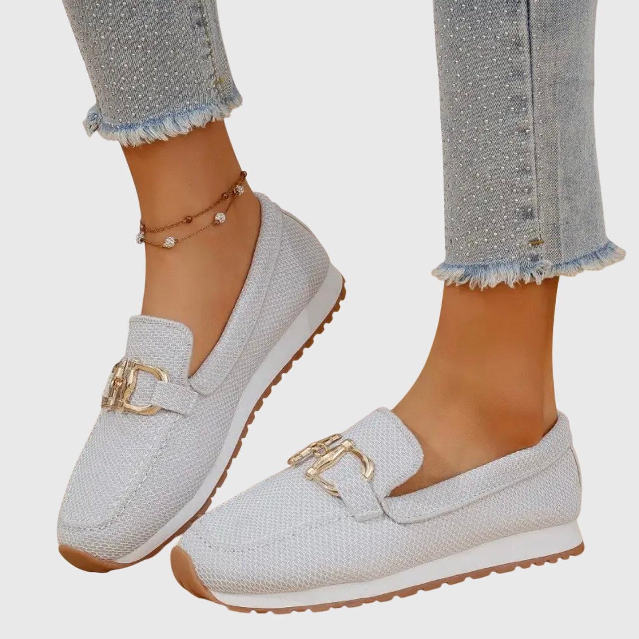 Damen Mesh-Loafer | Bequeme Damen Slipper mit Schnalle | Elegante Damen Sommer-Slipper