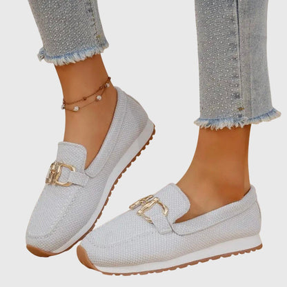 Damen Mesh-Loafer | Bequeme Damen Slipper mit Schnalle | Elegante Damen Sommer-Slipper