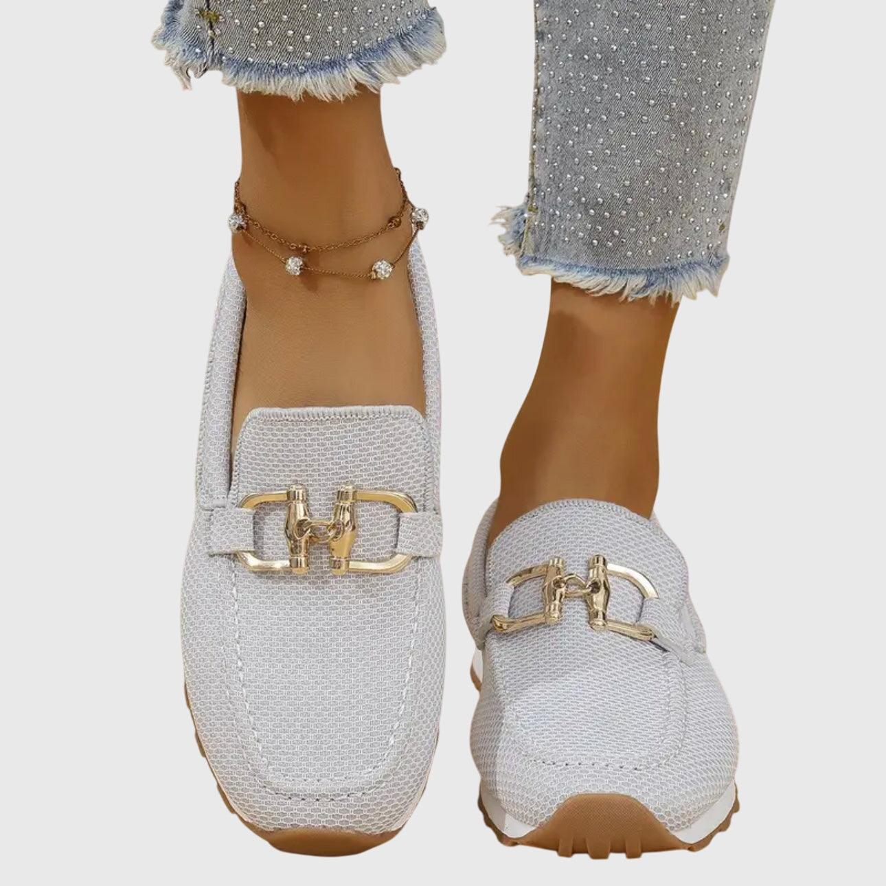 Damen Mesh-Loafer | Bequeme Damen Slipper mit Schnalle | Elegante Damen Sommer-Slipper