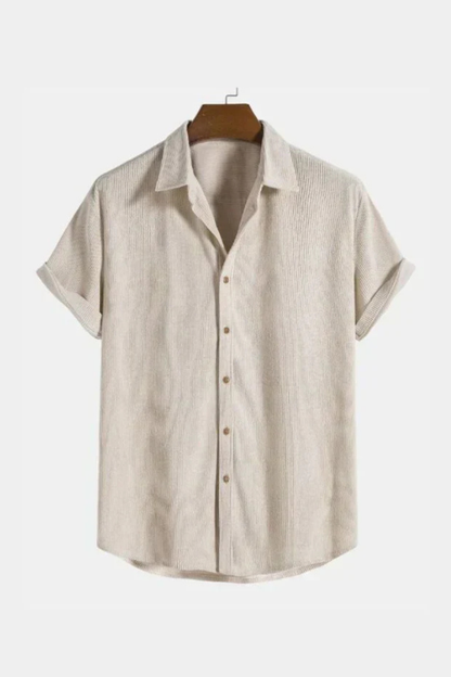 Men's Shirt Camp Collar | Short Sleeve Textured Button-Down | Summer Shirt Casual Textured