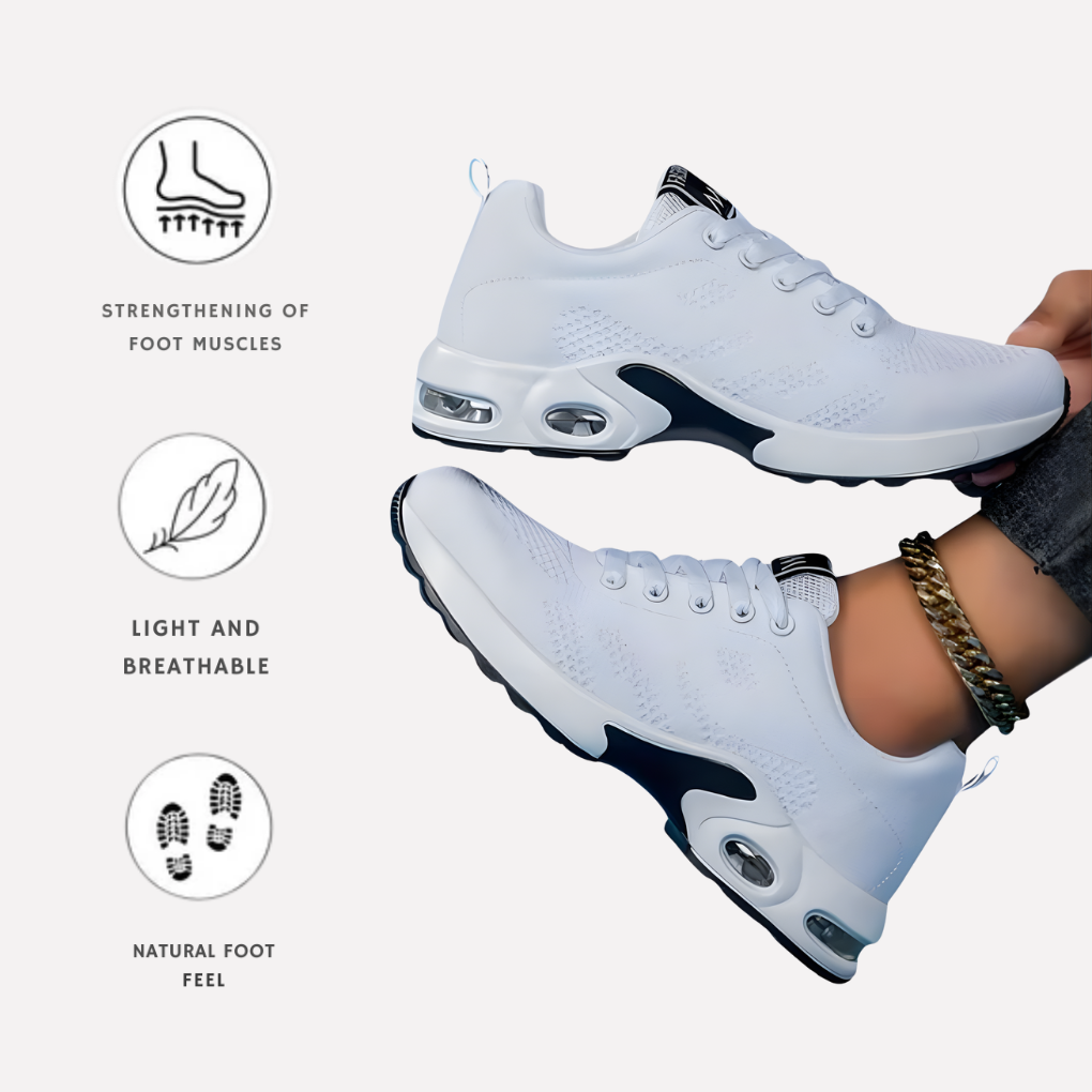 Damen-Sneaker aus Strick mit Luftpolsterung und Schnürsenkeln | Ergonomische, leichte, atmungsaktive Komfortturnschuhe | Lässige Alltagsschuhe zum schmerzlindernden Gehen