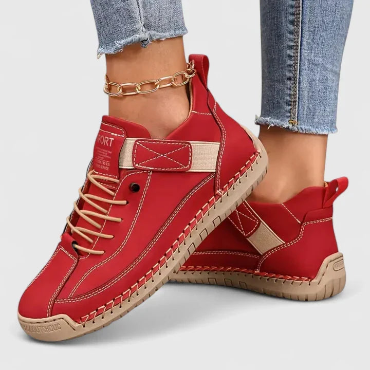 Women's Leather Lace-Up Comfort Shoes | Supportive Cushioned Casual Everyday Walking Shoes | Everyday Comfortable Casual Shoes