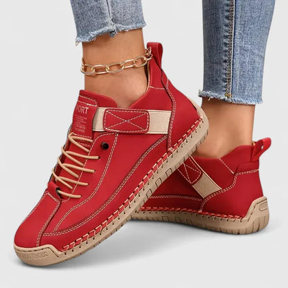 Women's Leather Lace-Up Comfort Shoes | Supportive Cushioned Casual Everyday Walking Shoes | Everyday Comfortable Casual Shoes