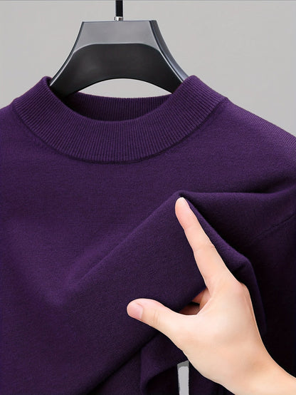 Men's Refined High-Neck Knit Sweater | Classic Cosy Casual Everyday Pullover | Smart Casual Everyday Autumn Winter Knitwear