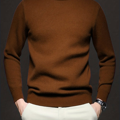 Men's Refined High-Neck Knit Sweater | Classic Cosy Casual Everyday Pullover | Smart Casual Everyday Autumn Winter Knitwear