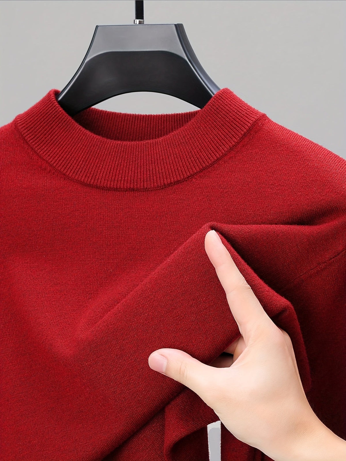 Men's Refined High-Neck Knit Sweater | Classic Cosy Casual Everyday Pullover | Smart Casual Everyday Autumn Winter Knitwear