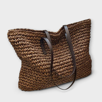 Damen-Shopper aus gehäkeltem, gewebtem Bast | Große olivgrüne lässige Schultertasche für Sommer und Urlaub | Lässige Tasche für Alltag, Sommer und Urlaub