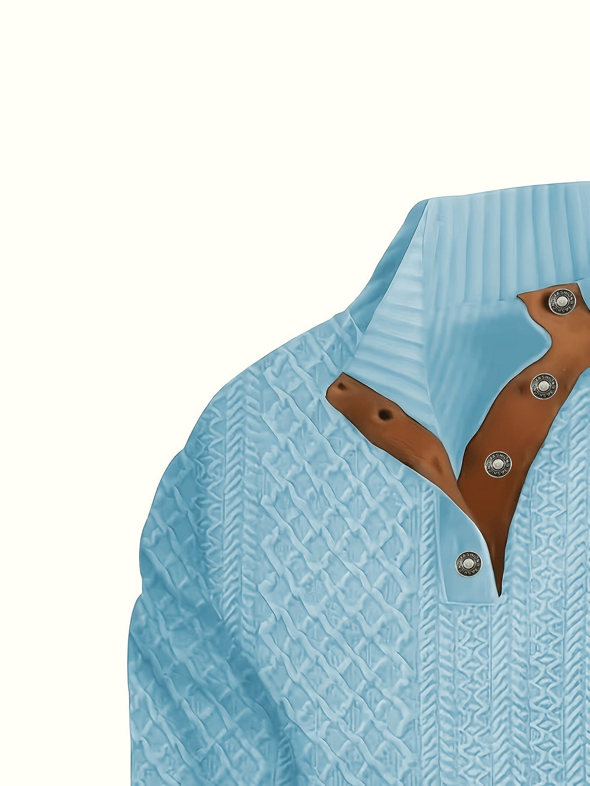 Men's Stand-Collar Button Henley Knit Sweater | Classic Casual Everyday Cosy Pullover | Smart Casual Everyday Autumn Winter Knitwear