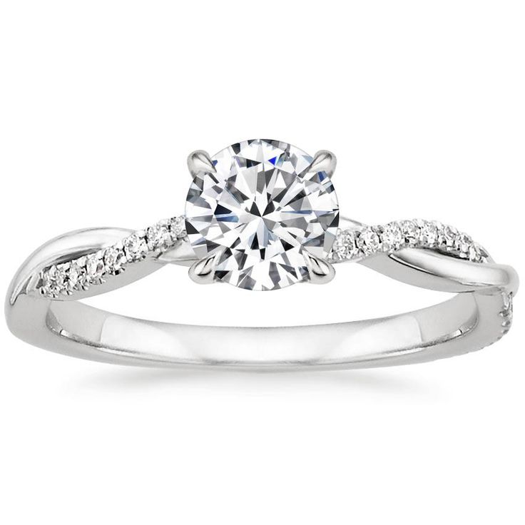 Damen-Verlobungsring mit einzelnem Diamanten in Gold | Rund geschliffener Brillant, gedrehte Ringschiene, eleganter Ring | Formelles Schmuckaccessoire zum Ausgehen