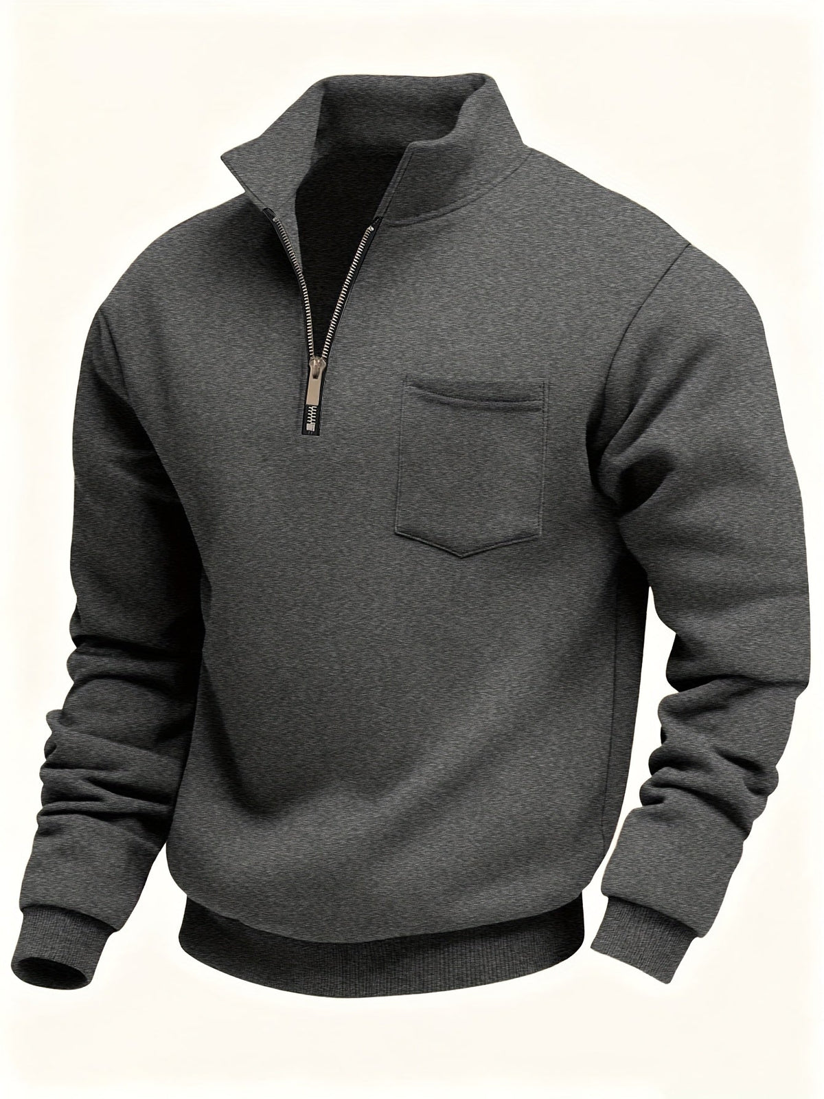 Herren-Pullover aus feinem Strick mit halbem Reißverschluss | Weicher, lässiger und gemütlicher Alltagspullover | Elegante lässige Strickmode für Herbst und Winter