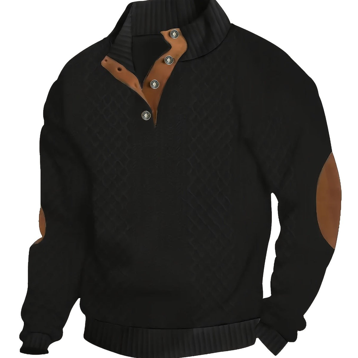 Men's Stand-Collar Button Henley Knit Sweater | Classic Casual Everyday Cosy Pullover | Smart Casual Everyday Autumn Winter Knitwear