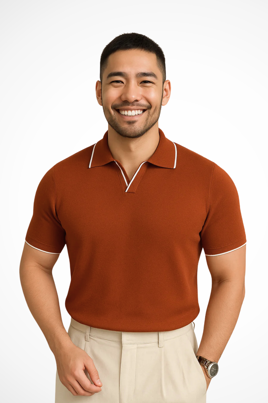 Men's Polo Shirt Slim Fit Knit | Men's Polo Contrast Trim | Knit Polo Men's Modern