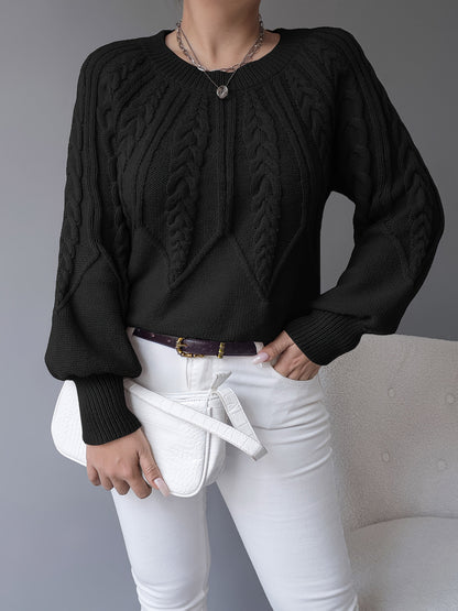 Women's Cable-Knit Textured Pullover Sweater | Classic Cosy Casual Everyday Jumper | Smart Casual Everyday Autumn Winter Knitwear
