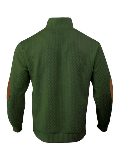 Men's Stand-Collar Button Henley Knit Sweater | Classic Casual Everyday Cosy Pullover | Smart Casual Everyday Autumn Winter Knitwear
