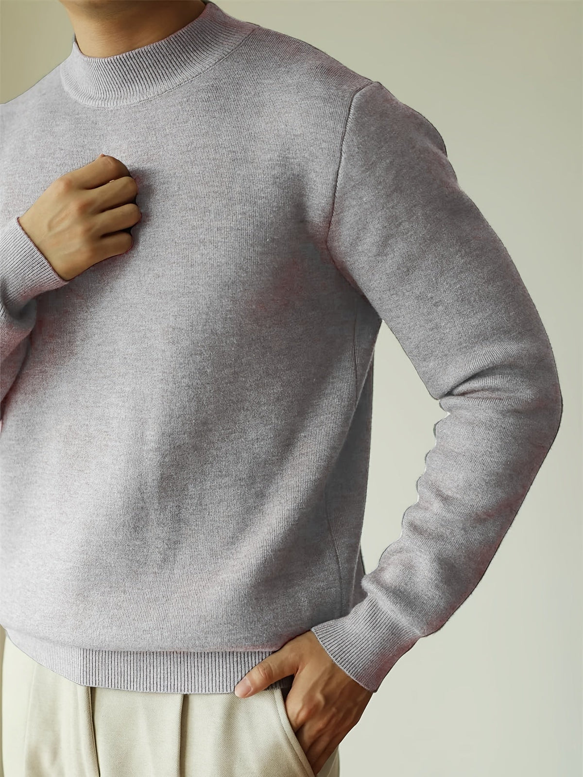 Men's Refined High-Neck Knit Sweater | Classic Cosy Casual Everyday Pullover | Smart Casual Everyday Autumn Winter Knitwear