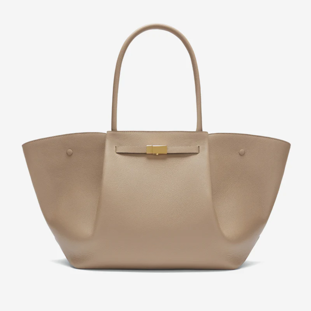 Women's Structured Leather Wide-Body Tote Bag | Black Classic Casual Everyday Top-Handle Bag | Smart Casual Everyday Going Out Bag